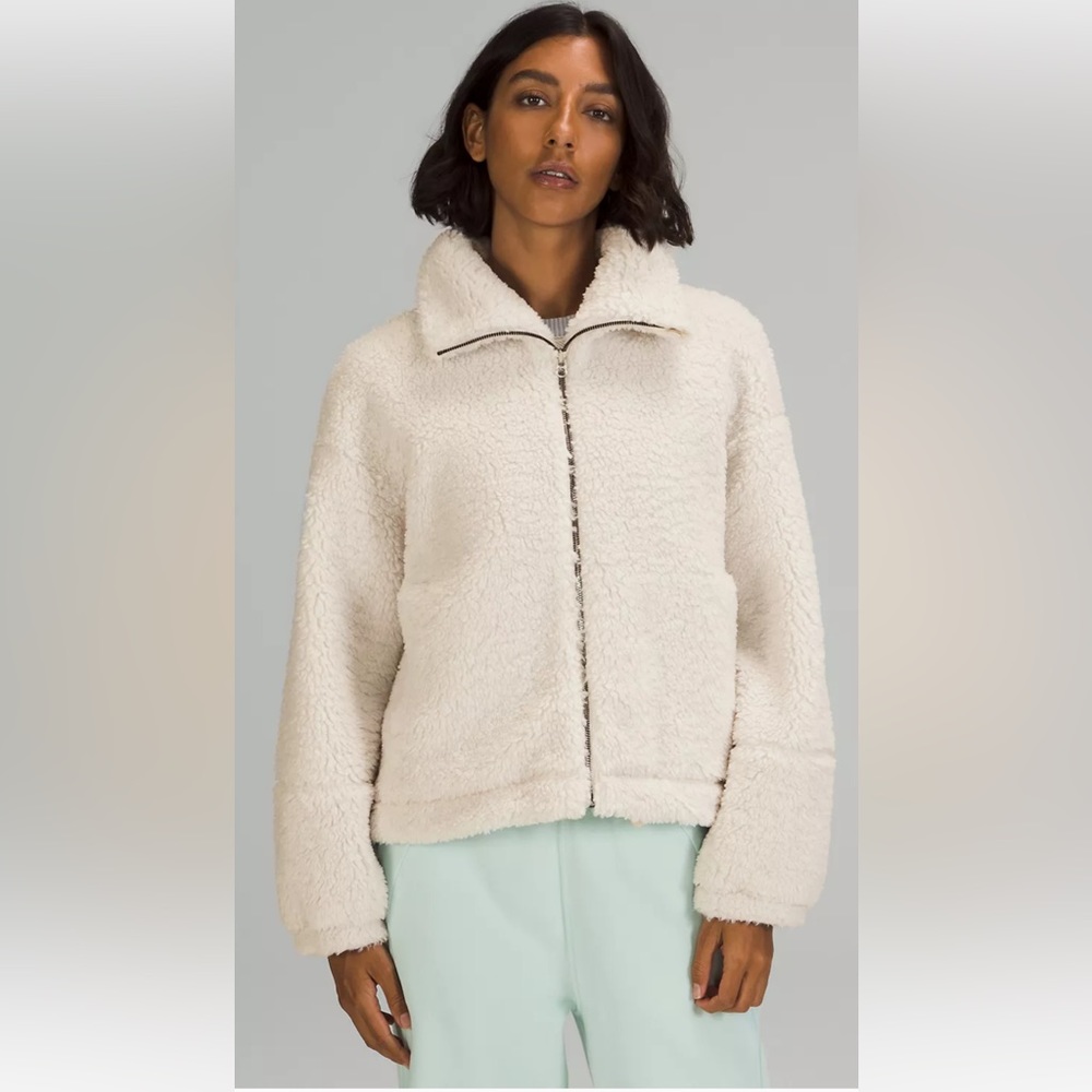 NWT Lululemon Cinchable Fleece Zip Up White Opal 4